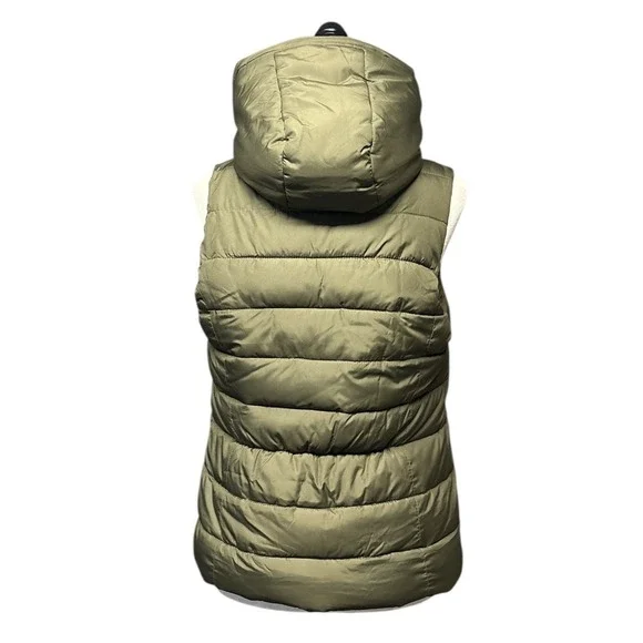 Hollister Green Puffer Vest Hooded‎ Quilted Full Zip Womens Size Large NWT - Picture 3 of 6